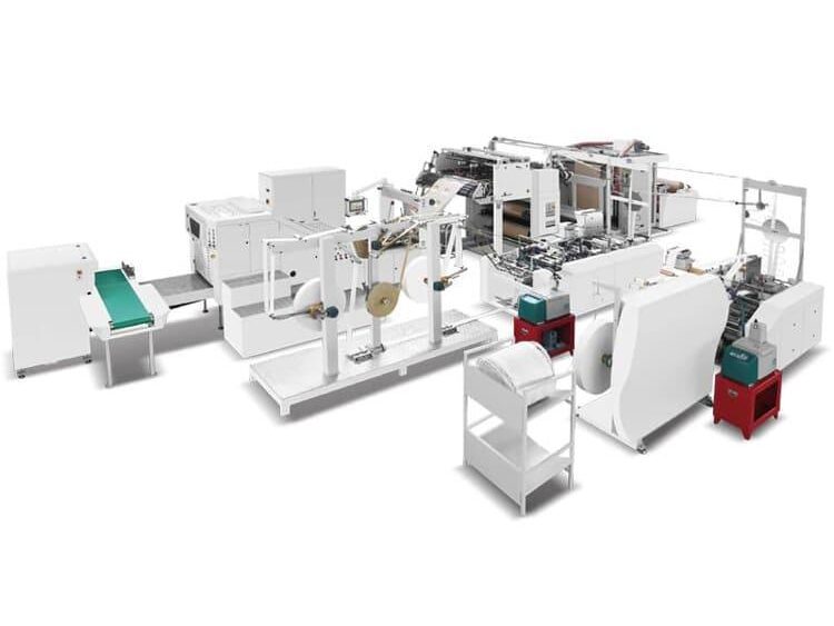 Fully Automatic High-Speed Square Bottom Paper Bag Machine With Printing & T and F Handle Inline